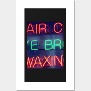 Hair color - eye brow waxing neon sign in NYC Posters and Art